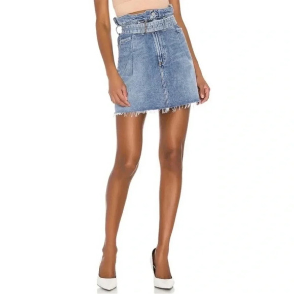 AGOLDE 90's Denim Mini Jean Skirt High Waisted Blue Cotton Festival Size 24 - Picture 13 of 13